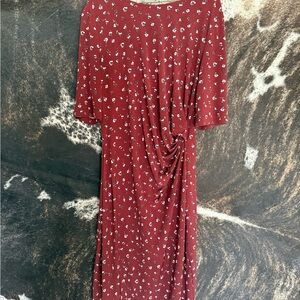 Banana Republic Burgundy Floral Midi Dress